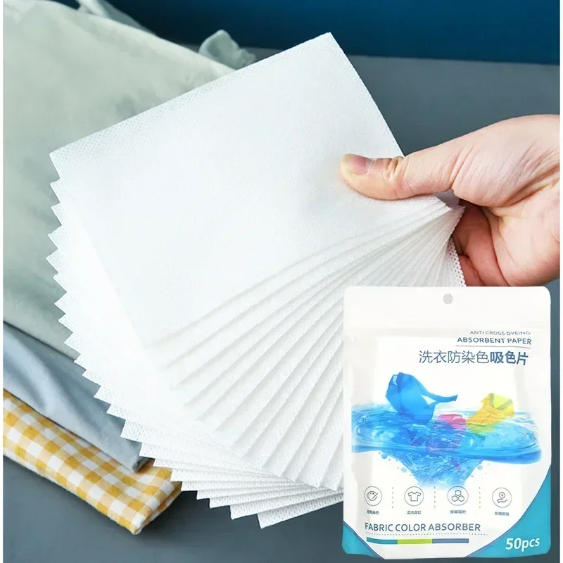 50 PCS/Bag Laundry Tablets Laundry Paper Anti-Staining Clothes Sheets Anti-String Mixing Color Absorption Washing Accessories