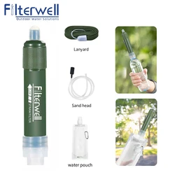 Filterwell-ミニカーボン浄水器,サバイバル浄水器,フィルターストロー,屋外,個人,飲用,生存者,緊急事態,キャンプ,ハイキング