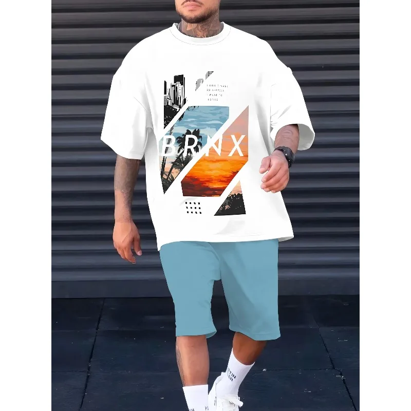 

2025 Summer New Men's Shorts Short Sleeve Set 3D Printed Casual Fashion Breathable Lightweight Outdoor Men's Wear
