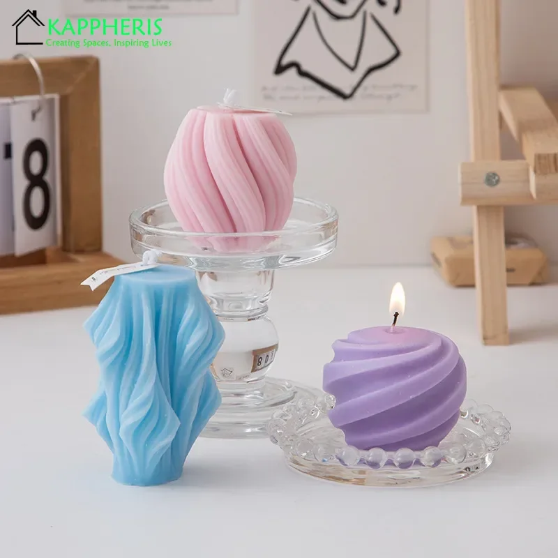 3D Swirl Scented Candles Aesthetic Unique Spiral Curve Aromatic Home Decorative Candles Smokeless In Colored Room Decor