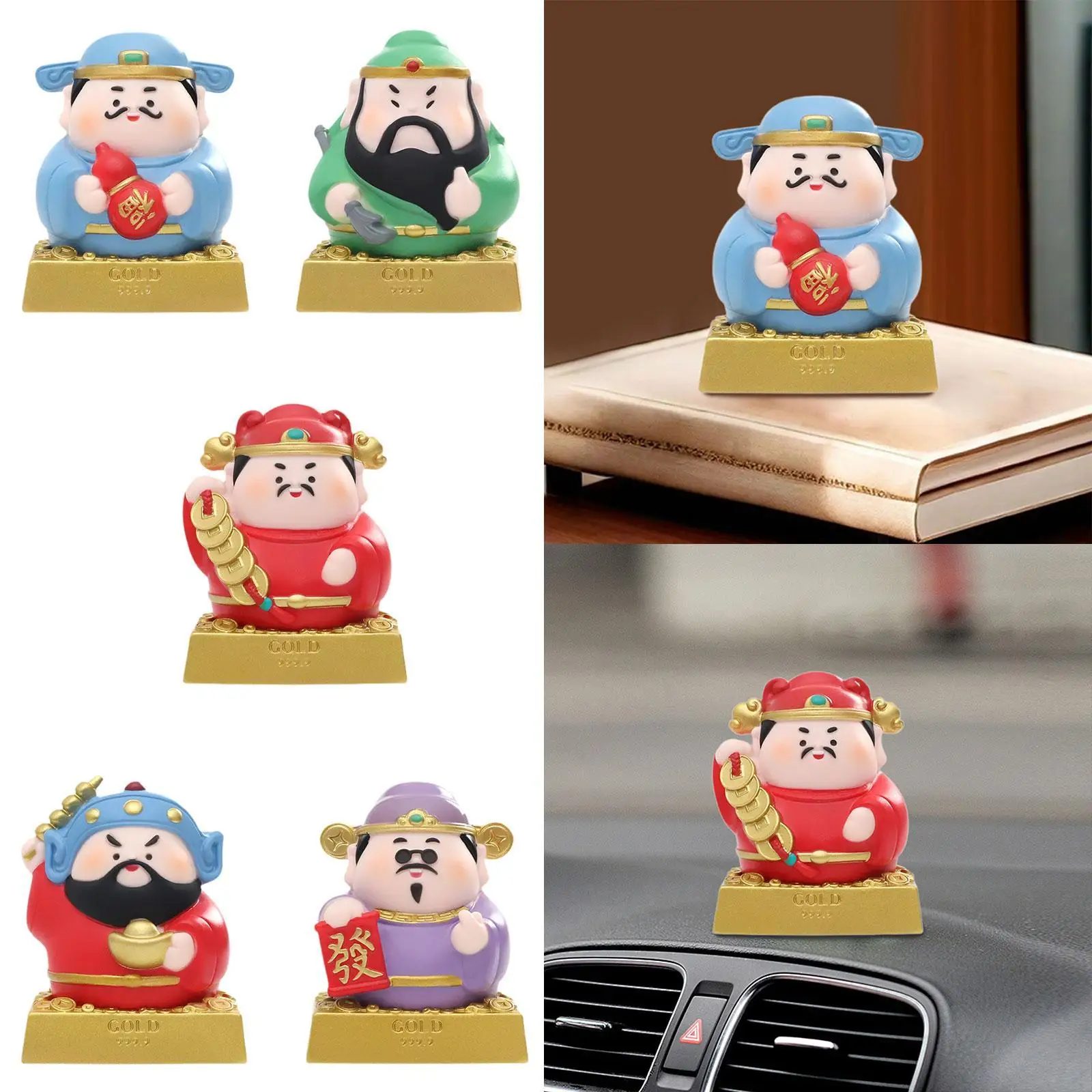 

Chinese God of Wealth Statue Mini Sculpture for Car Spring Festival Bedroom