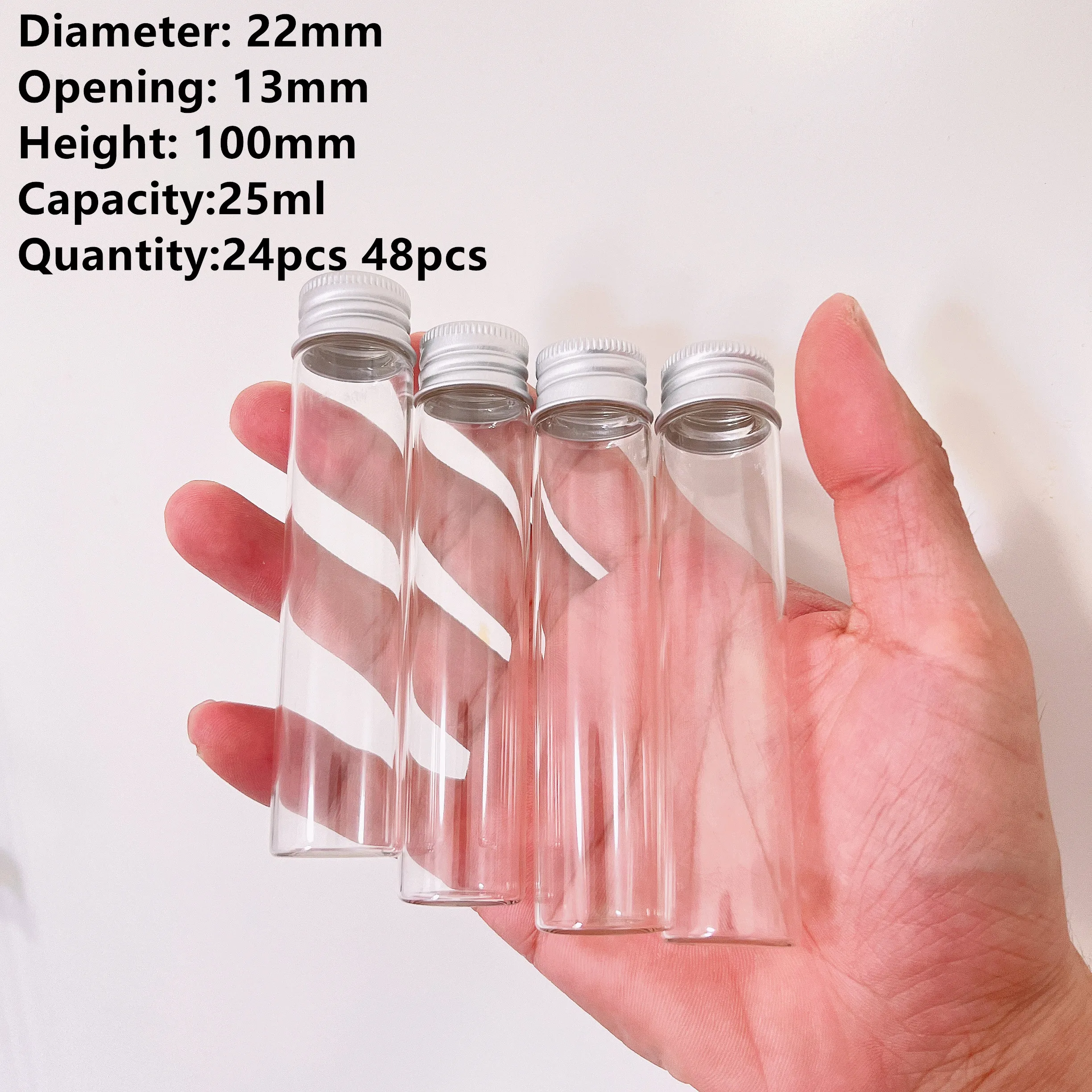 Sealed Glass Bottle 24/48 PCS 22*100mm 25ml Tiny Wishing bottles jar Glass Jars Mini Containers Transparent Small Bottles