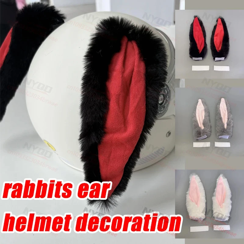 Motorcycle Helmet Plush Rabbit Ears Decorations Doll Quick Detachable Doll Helmet Accessories for LS2