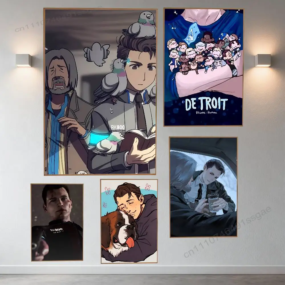 

Cute D-Detroit Become Human Poster Retro Paper Sticker DIY Room Bar Cafe Aesthetic Art Wall Painting