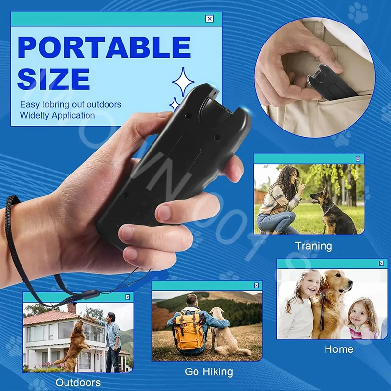 Ultrasonic Automatic Bark Stopper Handheld Dog Bark Suppressor with LED Light Repeller Trainer Battery Powered for All Size Dogs view 5