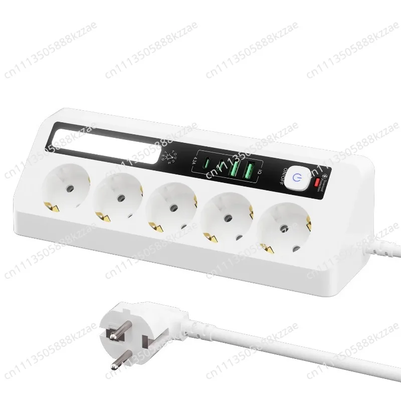 European Extension Cable Triangular Desktop Corner Socket Touch Three-color Night Light