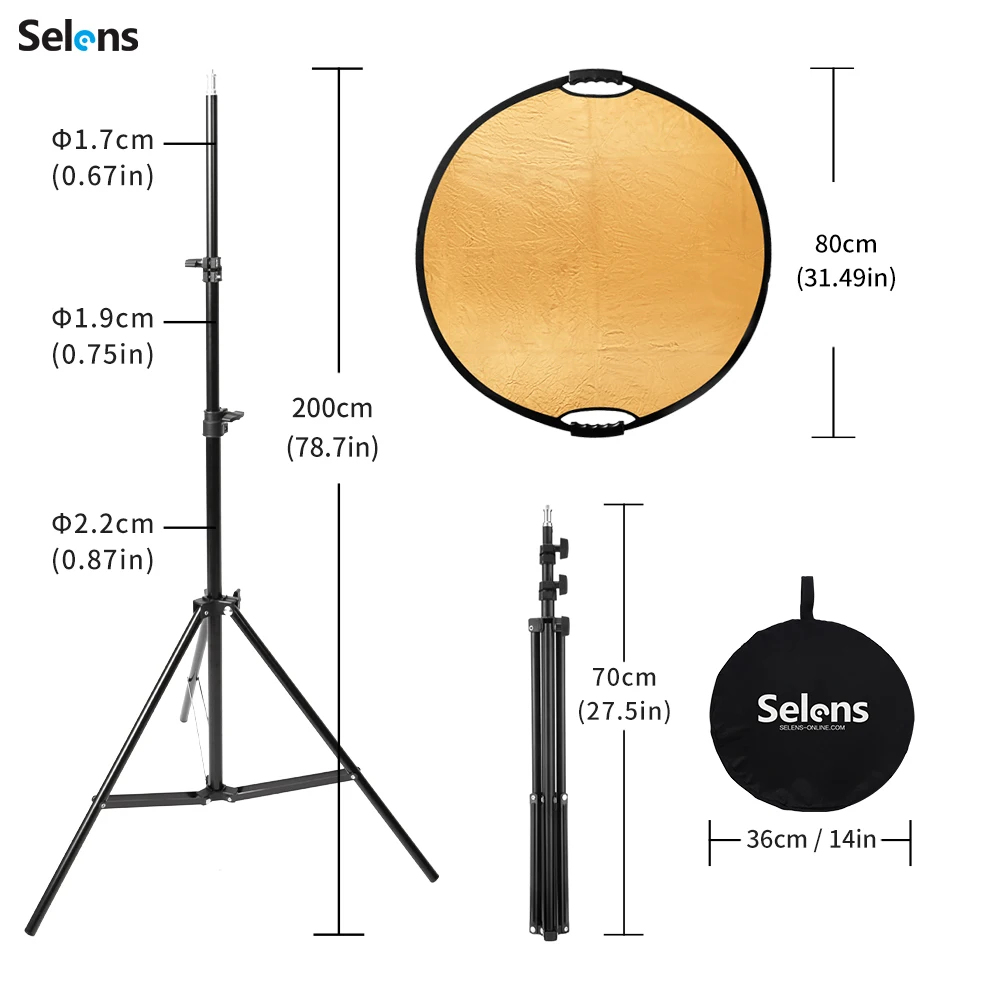 Portable 5in1 Photography Reflector Handheld Multi-folding With Adjustable Height Lamp Holder For Studio Outdoor Multi Shooting