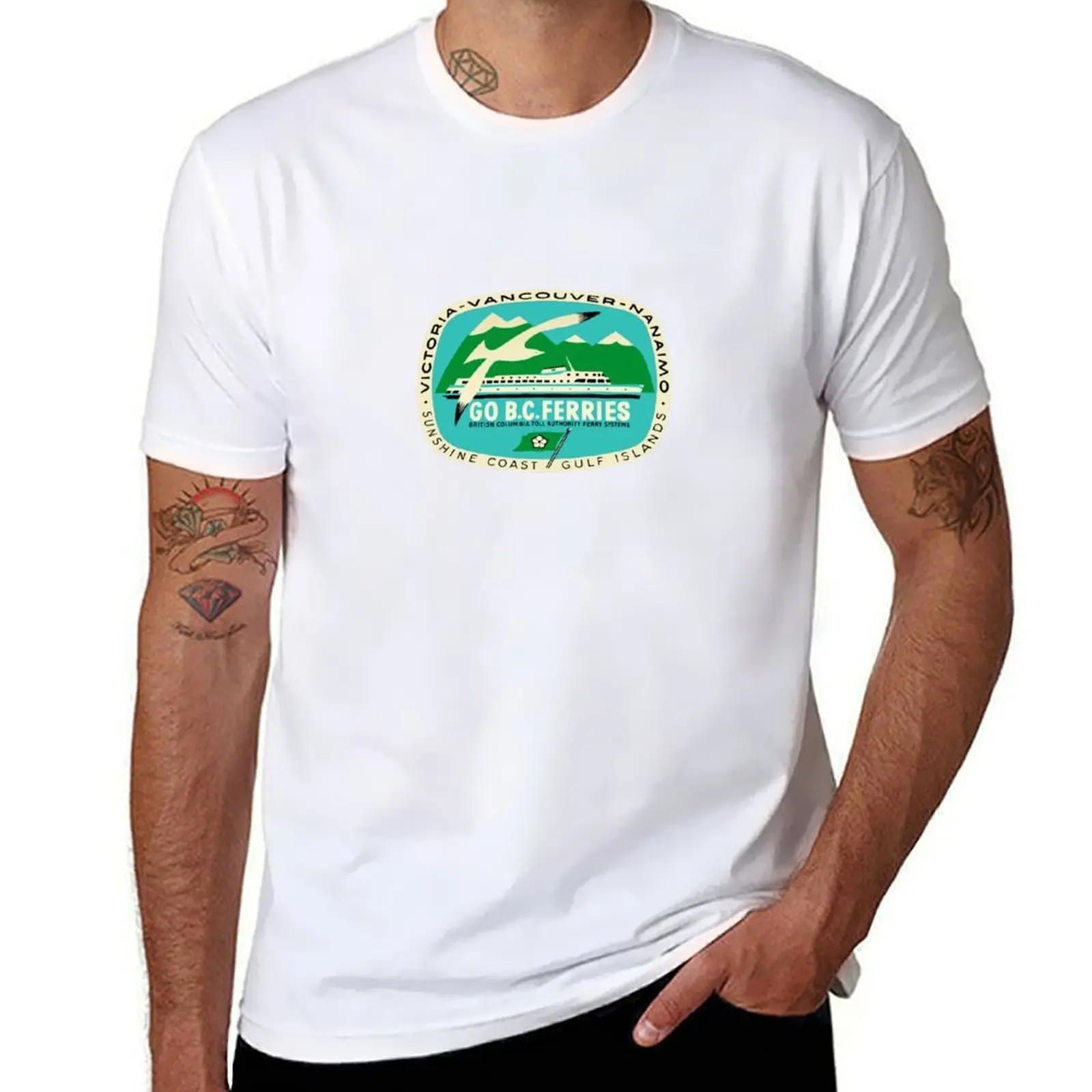 BC Ferries Victoria Vancouver Vintage Travel Decal T-Shirt t shirt men 100% cotton luxury brand cotton t shirts man 100% T-Shirt