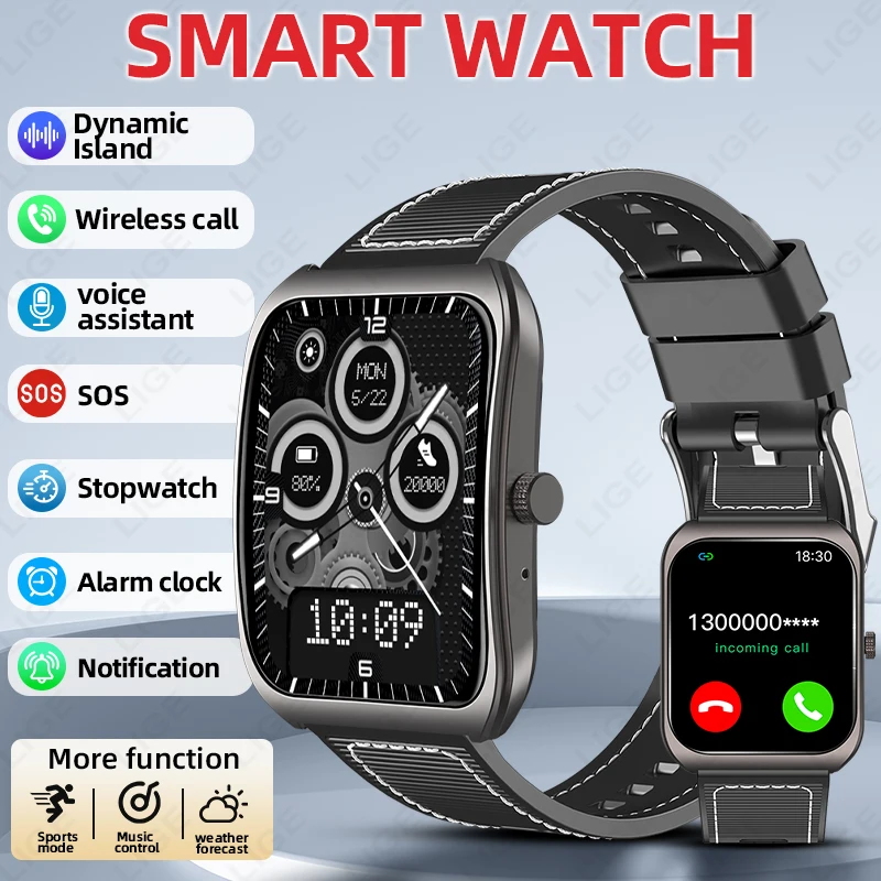 

LIGE Smart Watch Alarm Clock Bluetooth Call Magnetic Charging HD Curved Screen Women Men New Smart Watch Multiple Sports Modes