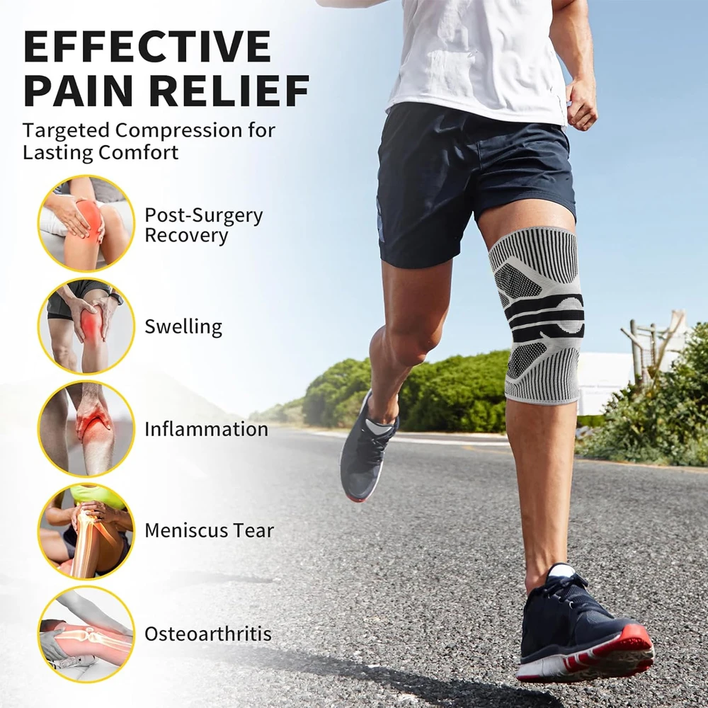 1PCS Plus Size Knee Brace with Gel Pad & Stabilizers - for Meniscus Tear, Arthritis, Workout, Running Support for Women & Men