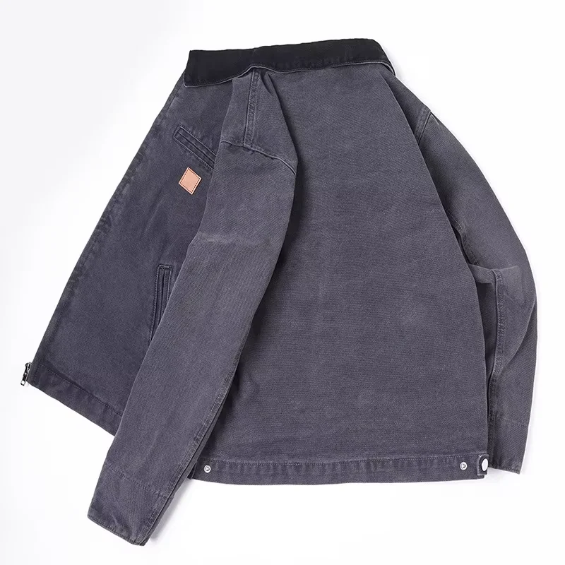 الجملة للجنسين الدنيم سترة للرجال الوزن الثقيل غسلها الحجر 100٪ القطن المتعثرة نمط سستة الرجال سترة #4