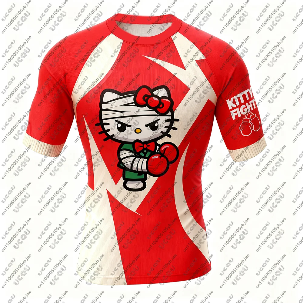 2026 الرجال الفتيان الاطفال فتاة القتال تي شيرت علوي تنفس التجفيف السريع الملاكمة رياضة مرحبا كيتي جيو جيتسو القتال طفح الحرس BJJ MMA