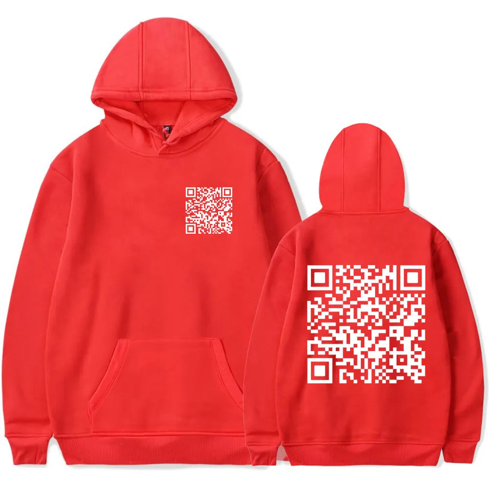 funny  Digital QR Code hooded  Wanna Date Me QR Code hooded drawstring  pocket  sweatshirt men/women hip hop  Pullovers