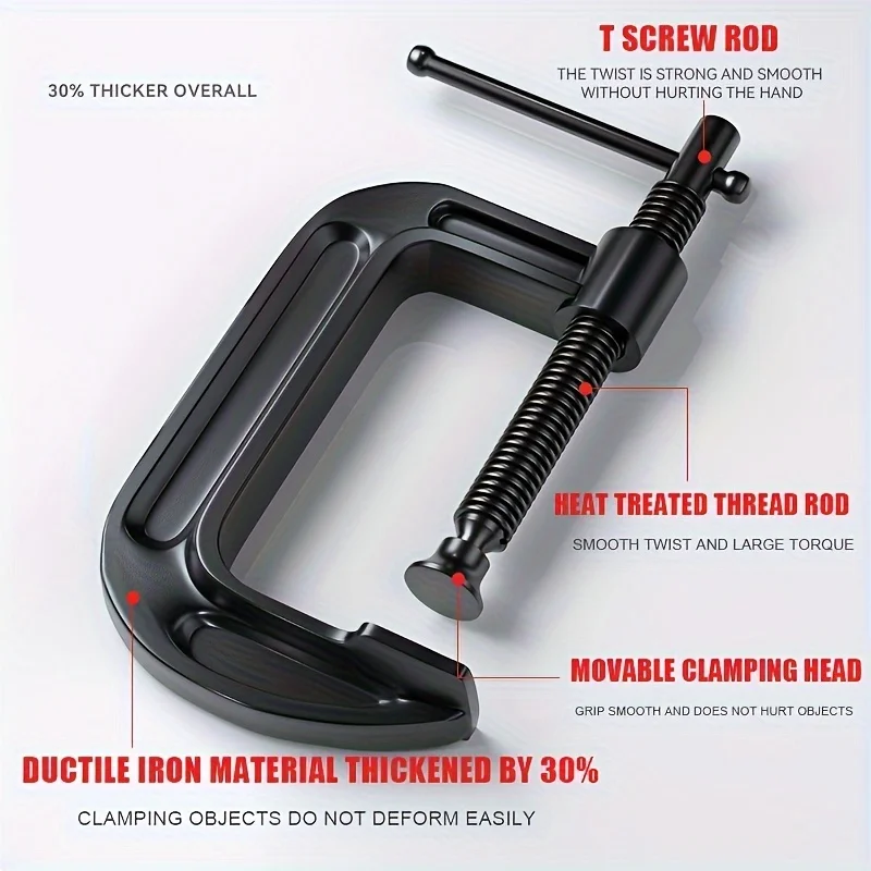 2/3/4inch G Clamp, Small C Clamp for crafts, DIY, Woodworking, Welding, Building, Black