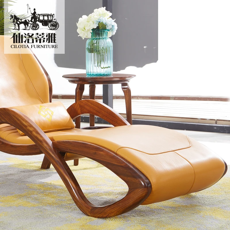 Imported Wood Solid Wood Modern European Leather Leisure