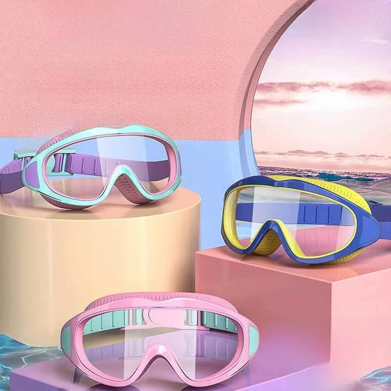 

Детские очки для плавания YooYu, водонепроницаемые, противотуманные, с большой оправой, профессиональные очки для плавания для мальчиков и девочек