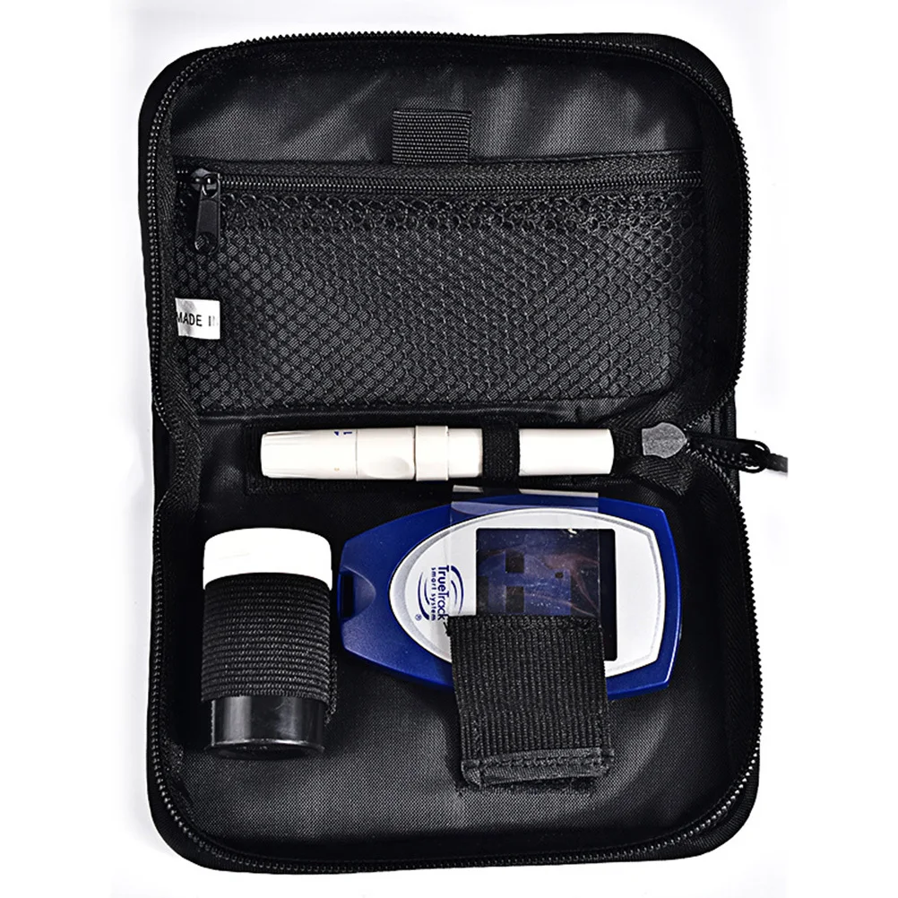 

1Pcs Blood Glucose Meter Storage Bag Portable Protective Case Smooth Zipper Easy to Open Close Suitable Most Packages Black