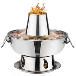 1.8 Liters High Quality  Stainless Steel Hot Pot, Chinese Fondue Lamb Chinese Charcoal Hotpot Outdoor Cooker Picnic Cooker