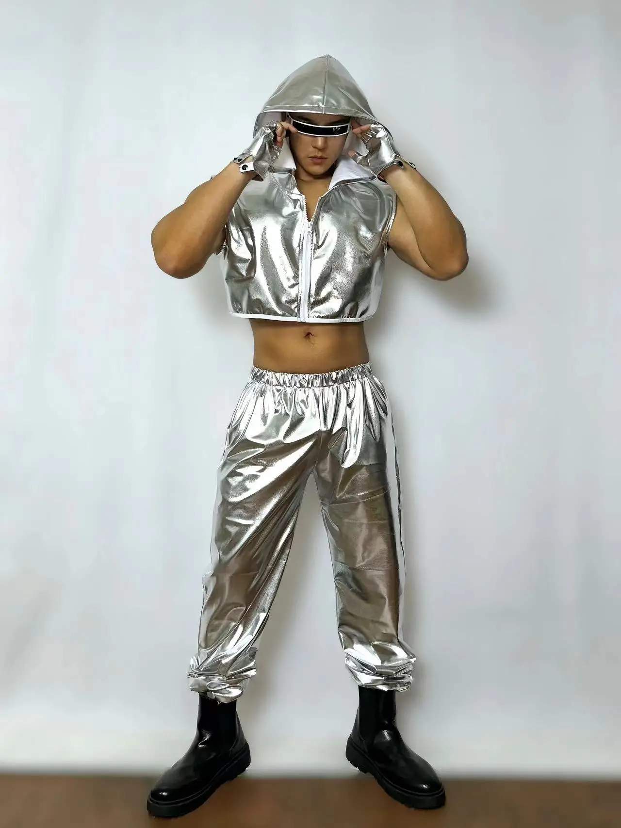 New Silver Hip Hop Jazz Dance Sports Suits Nightclub Bar GOGO Ds Costumes Stage Show Party Theme Dance Outfits