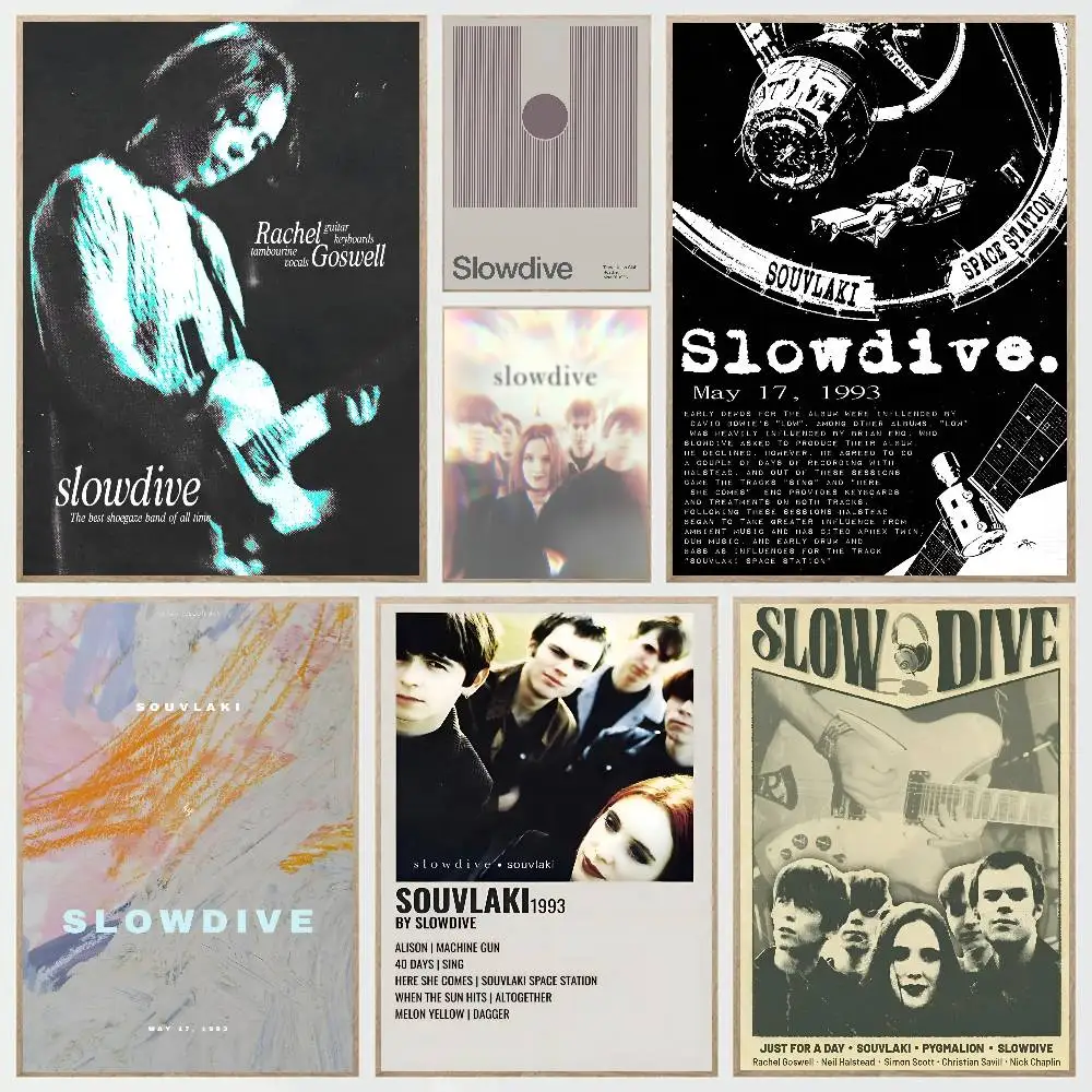 Minimal Slowdive Everything Is Alive Souvlaki Shoegaze Musik Poster Selbstklebende Kunst Raum Eingang Restaurant Wand Dekor Kunst