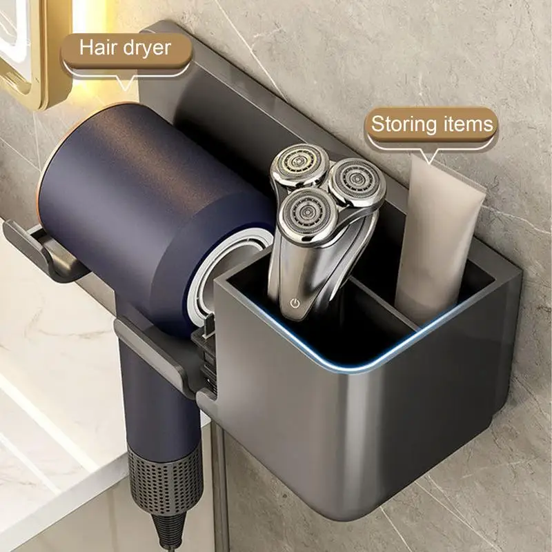 Wall Mount Hair Dryer Holder Cradle Straightener Stand Hairdryer Organizer Box Toilet Blower Holder Shelf Bathroom Accessories