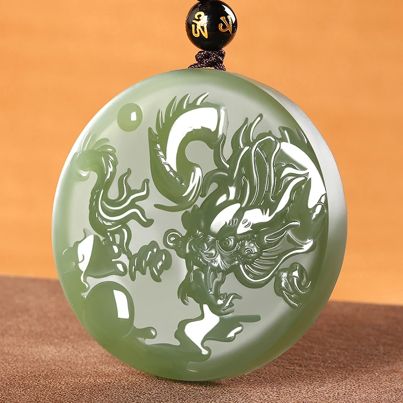 

Genuine Hetian Jade Zodiac Dragon Jade Pendant Men's and Women's Dragon Brand with