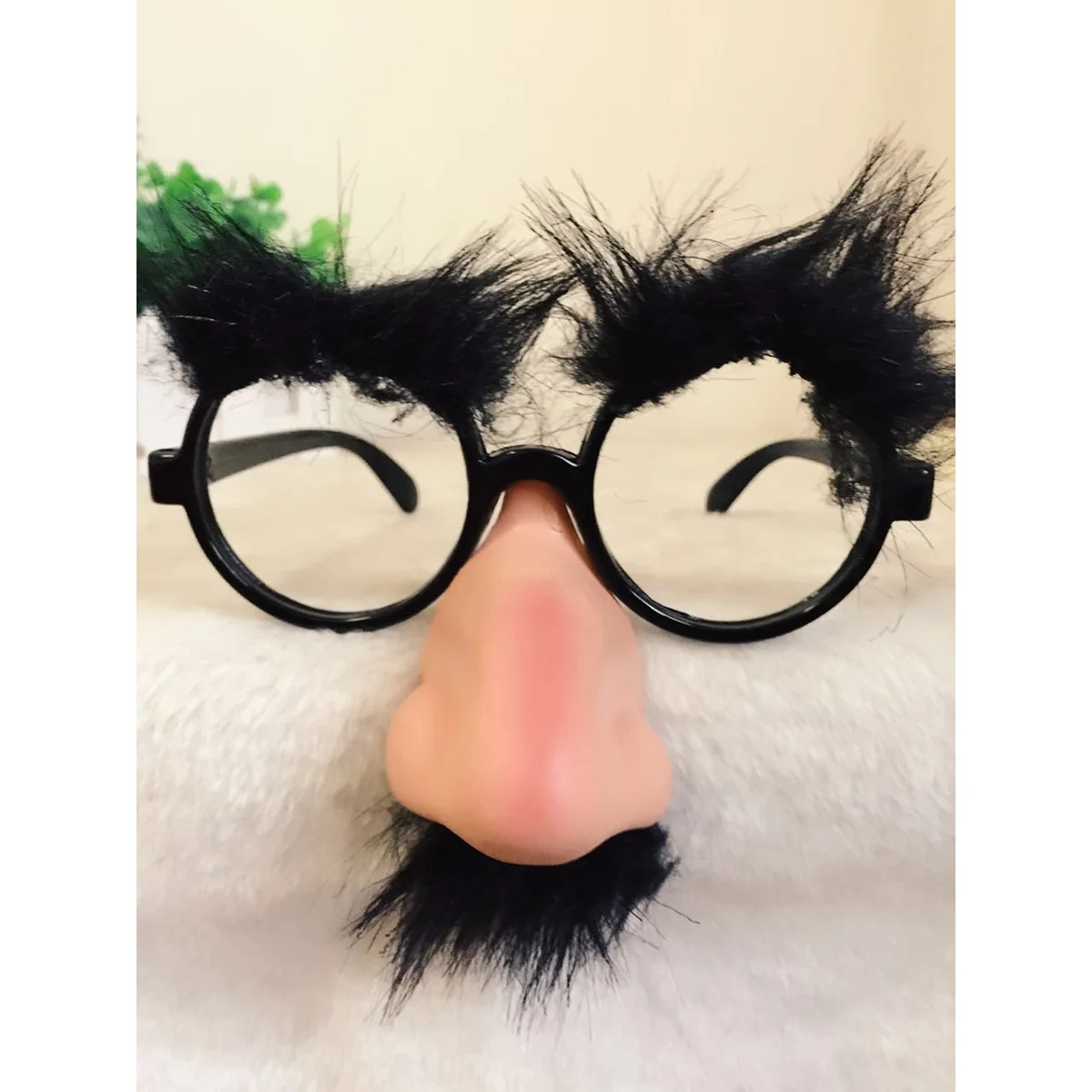 Classic Prop Fuzzy Nose Glasses with Eyebrow and Mustache Prank Tool