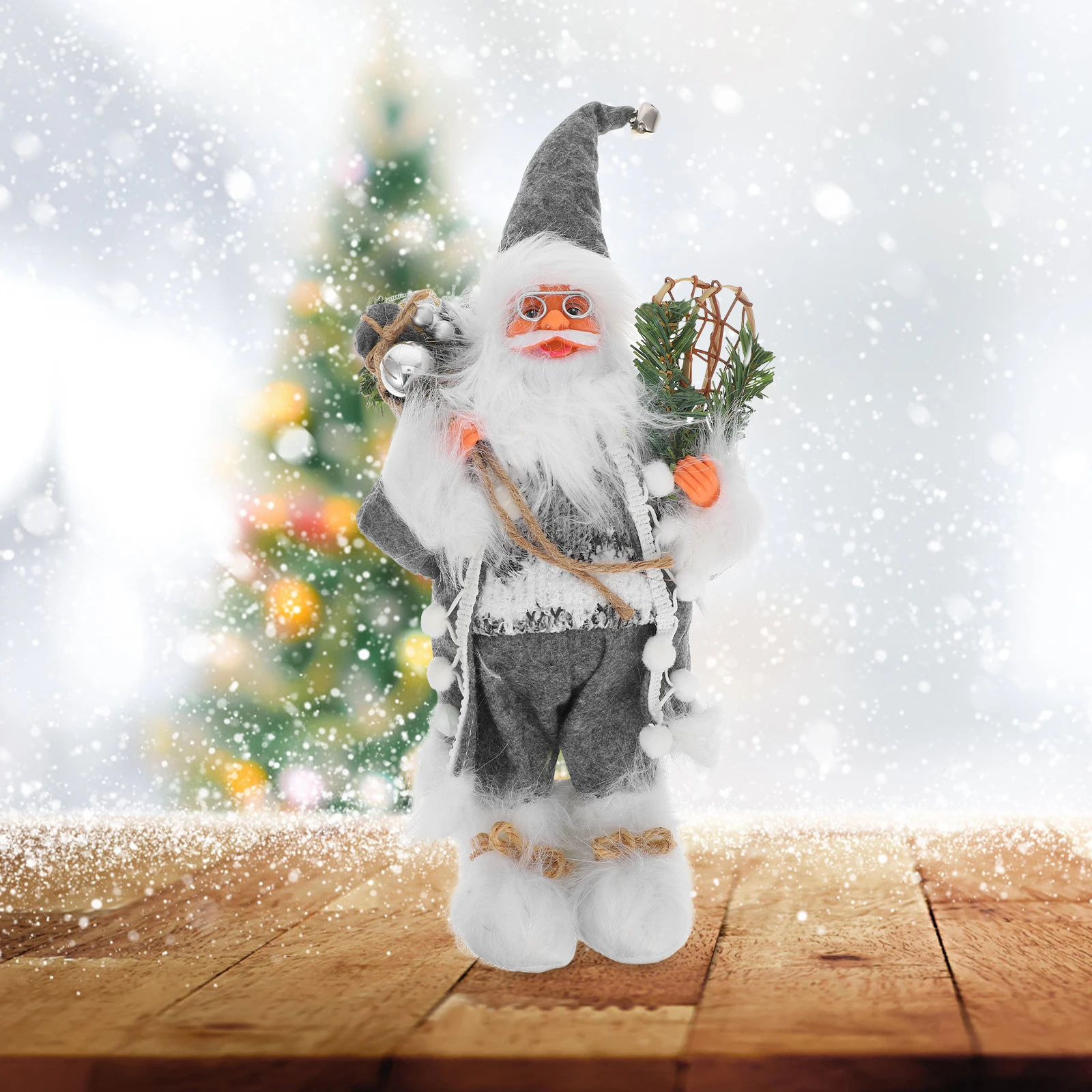 

1pc Christmas Santa Claus Dark Grey Desktop Decoration For Christmas Party Home Decor Tabletop Art Crafts Gift