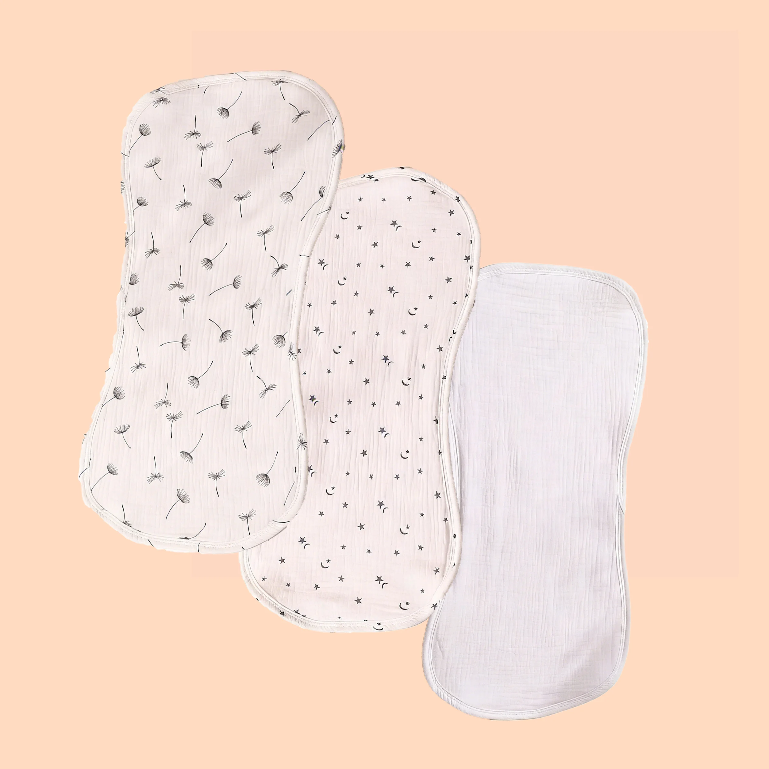 3 Pack 6 Layer Cotton Muslin B - Printed Bibs Pack recension och pris