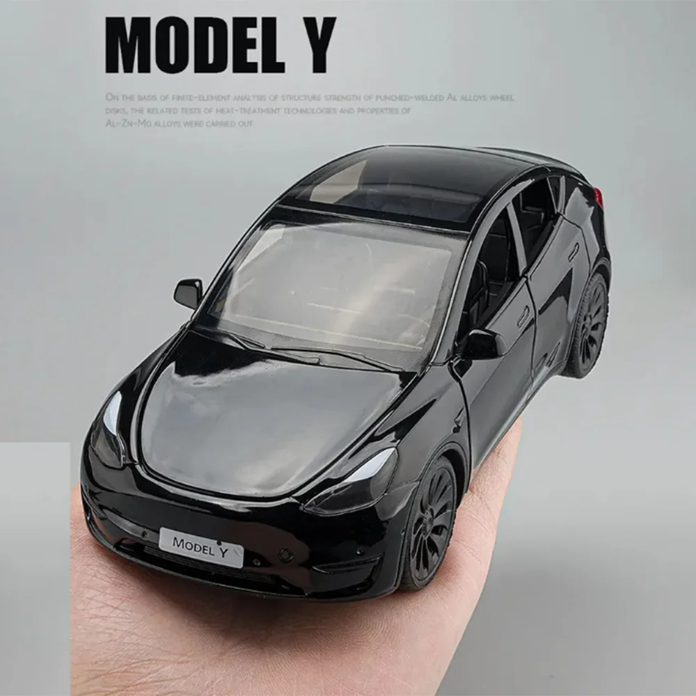 1/24 Scale Model Y Diecast Alloy Toys Models Car Simulation With Sound And Light Pull Back Function Collection Boys Toy Gifts