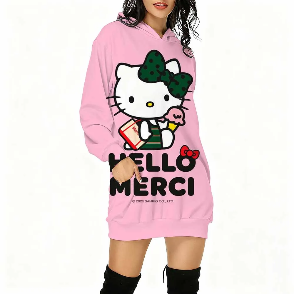 Hello Kitty Cartoon Anime damestrui lente en herfst hoodie kleding nieuwe mode paar trui topjurk