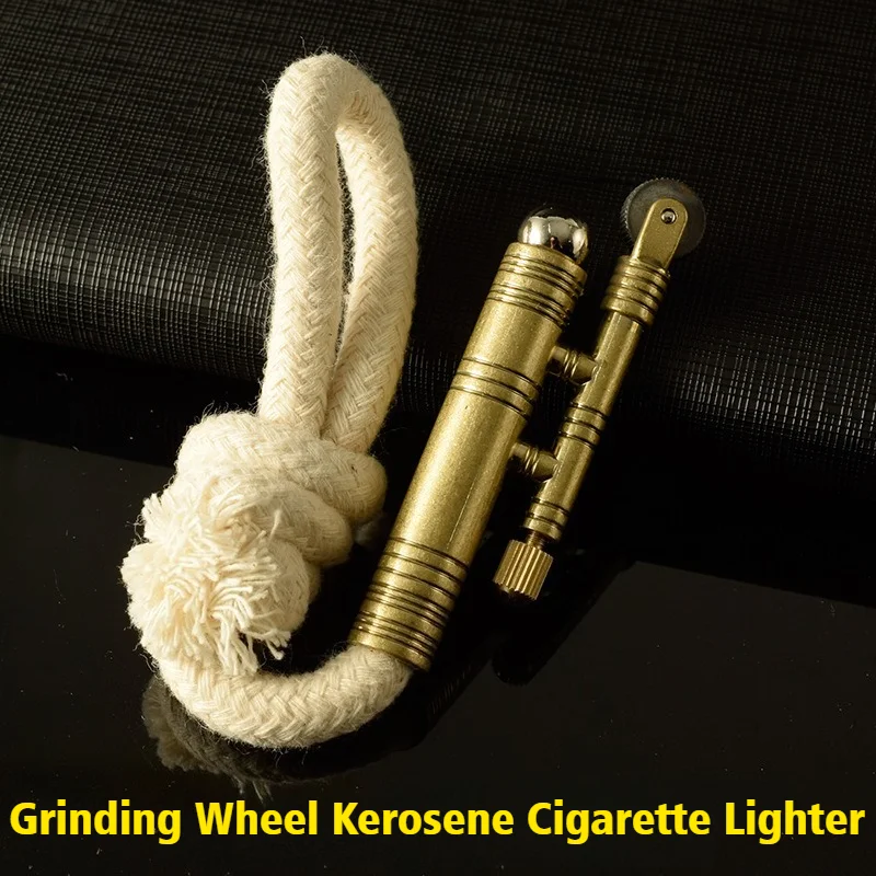 

New Cotton Rope Cigar Igniter Metal Windproof Open Fire Lighter Grinding Wheel Coal Oil Cigarette Lighters & Smoking Accessories