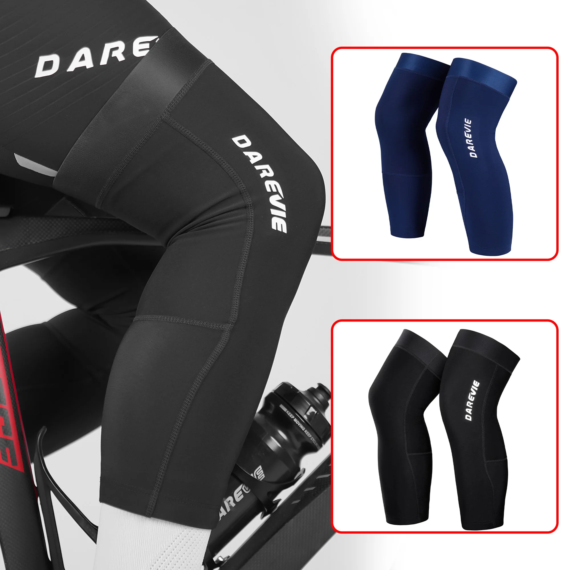 DAREVIECycling Leg Warmers Thermal Keep Warm Winter Anti UV Cycling Leggings Moisture Wicking Anti Slip Sports Leg Warmers