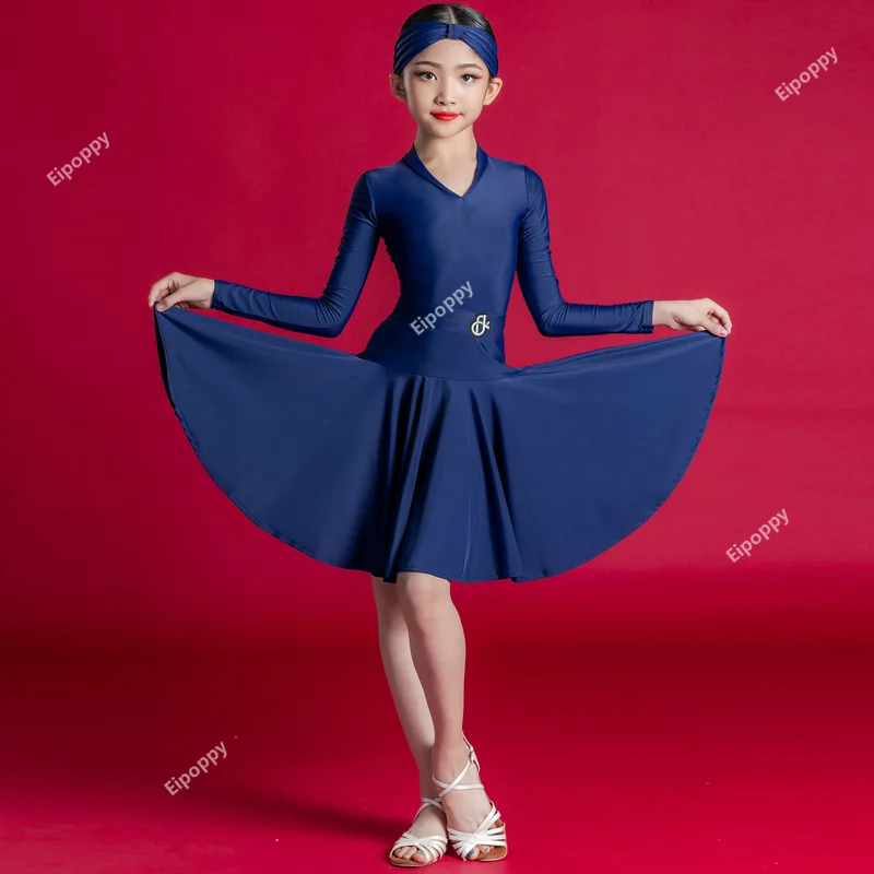 

Summer Latin dance dress regulations for girls children's competition dress professional grade exam large skirt performance d