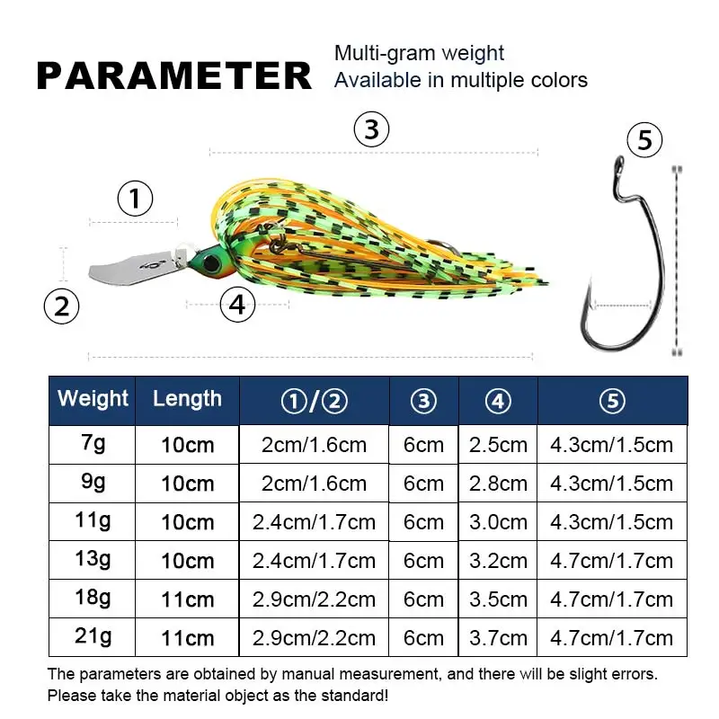 Chatterbait 7g 9g 11g 13g 18g 21g Bait Spinner Weedless Fishing Lure Artificial Wobbler Jig bait Dancer Lure Spinner Spoon Pike