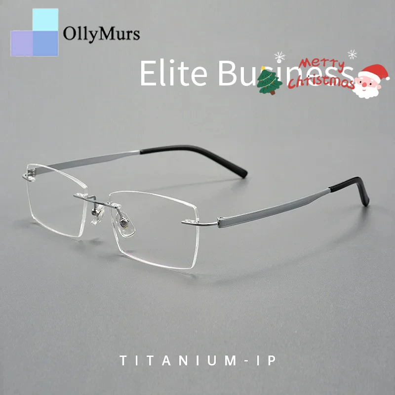 

OLLYMURS деловые мужские очки без оправы из чистого титана, модные ультралегкие гибкие оптические очки по рецепту, женские оправы 15,