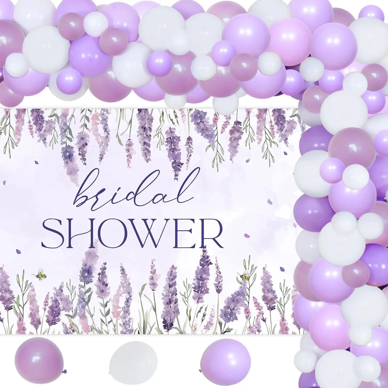 

Joymemo Lavender Bridal Shower Party Decor Purple Bakcdrop Balloon Garland Arch Kit Floral Bachorlette Party Wedding Supplies