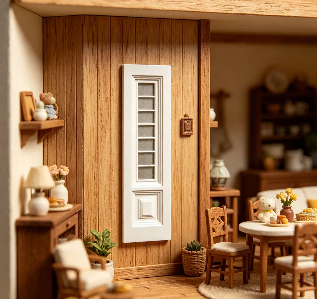 1:12 Scale Miniature White Tall Window Frame, PLA Material European Style Narrow Window,Dollhouse & Diorama Decorative Accessory