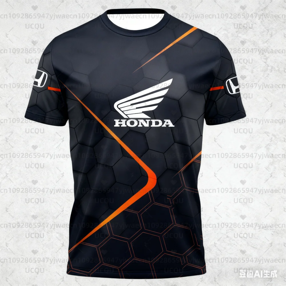 الرجال هوندا الصيف تي شيرتات قصيرة الاكمام دراجة نارية رياضية سباق سريعة الجافة جيرسي عادية التدرج اللون عشاق الدراجات النارية #3