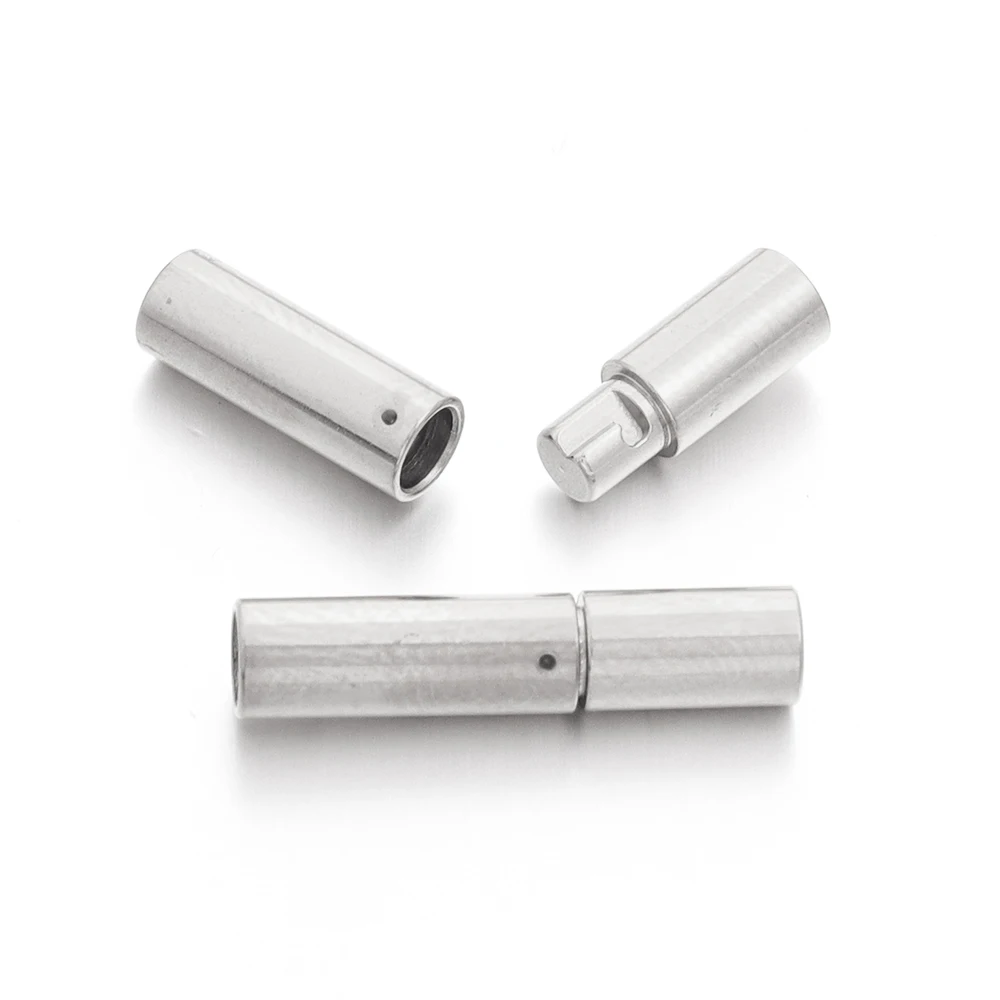 2개입 1.2-8.2mm 스테인리스 가죽 끈 끝 마개 실린더 튜브 클라스프 버클 커넥터 DIY 주얼리 제작용
