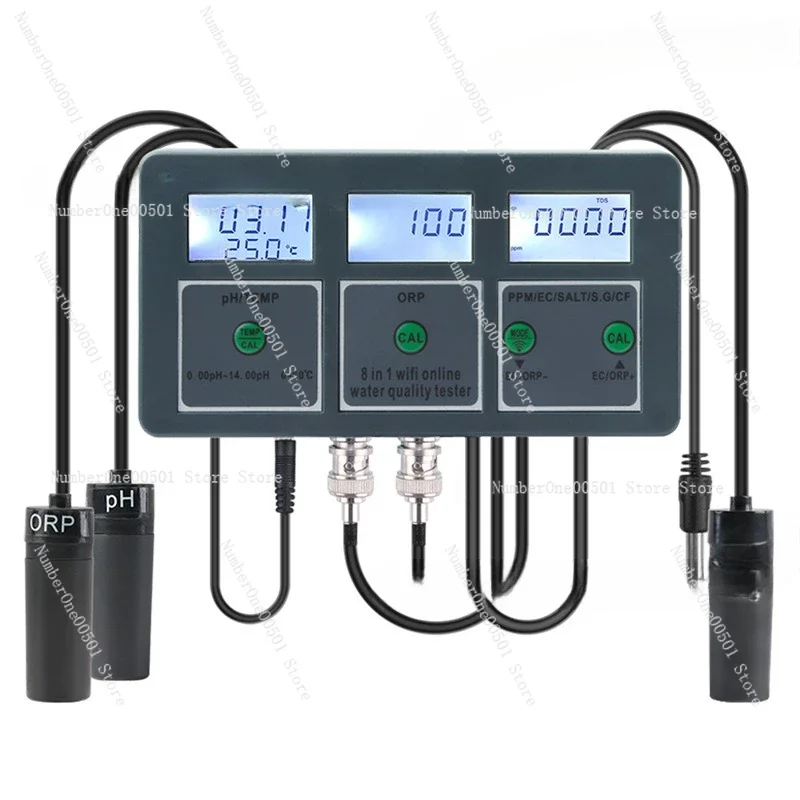 

8-in-1 Smart Water Quality Tester with APP - Real-Time Monitoring PH/EC/Salinity/Temp Via WiFi
