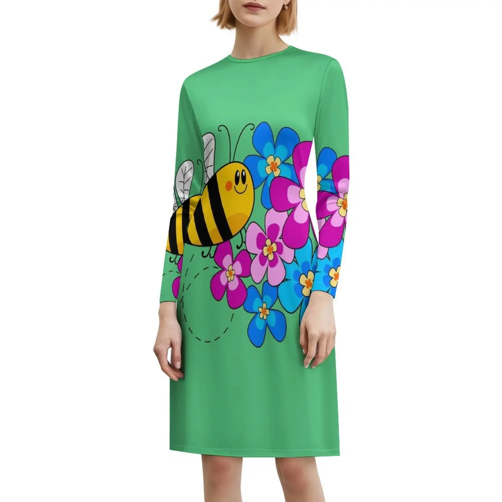 فستان Bee Buzz المثير للإجازات للنساء على الشاطئ وحفلات أعياد الميلاد فستان قصير من Bees Buzz Save the Bees Flowers فستان لطيف للفتيات #6