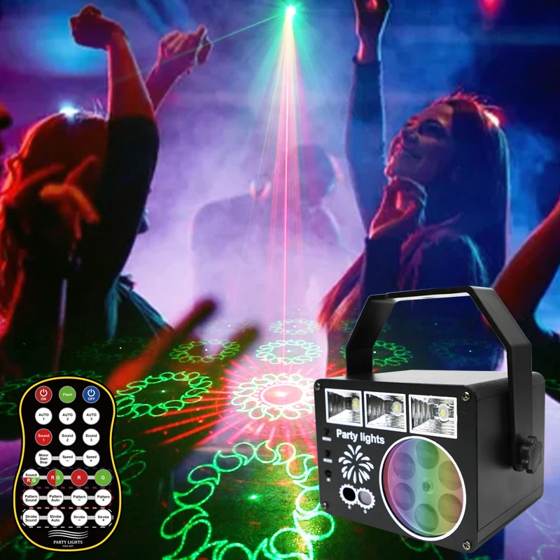 HCWE Honeycomb Three In One Jumping Di Flash Applicable To Birthday Party Laser Projector KTV Karaoke Atmosphere Lights Portable