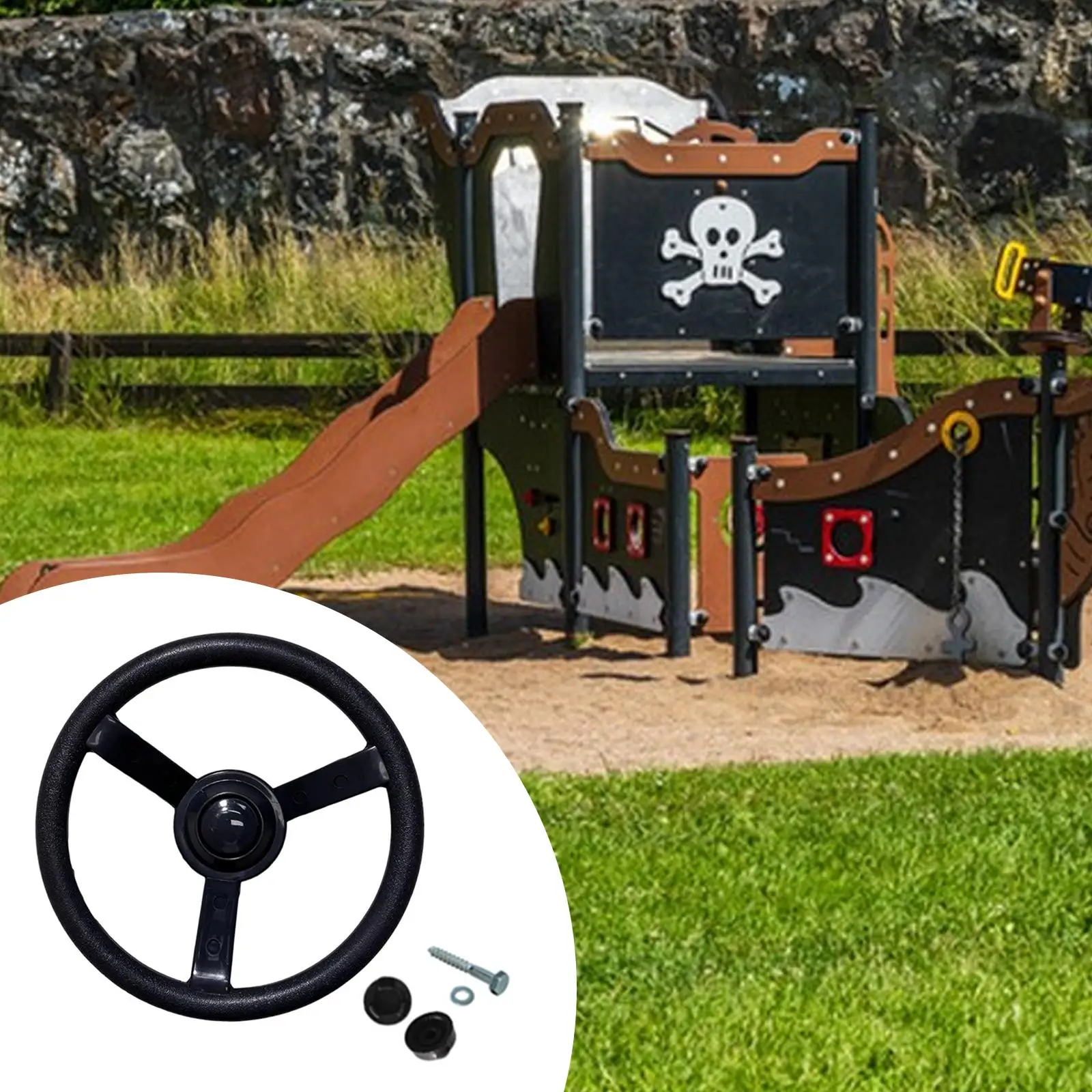 Volante de navio pirata para conjunto de balanço para meninos e meninas, inclui hardware de montagem, adereços portáteis, brinquedo de playground, presente de feriado