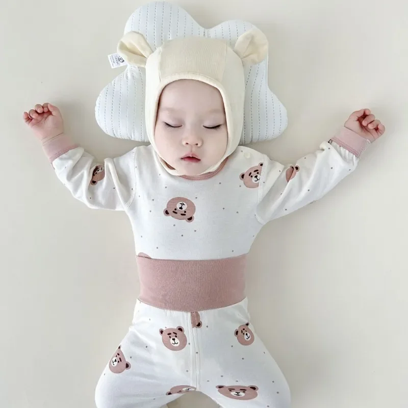 Baby Autumn Clothes Autumn Pants Set Children's Underwear Bottoming Baby High Waist Belly Pants Spring New Pajamas Home Wear