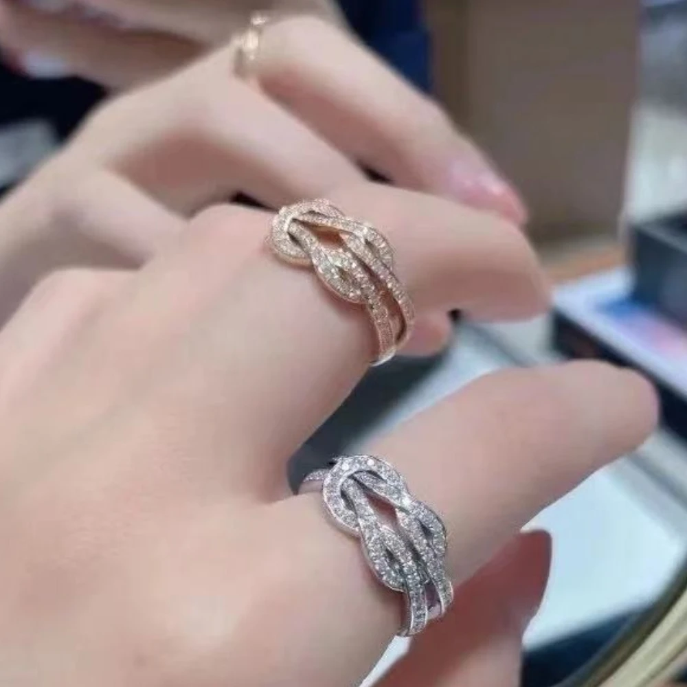 European Luxury Jewelry CHANCE INFINIE Ring - Silver 925 Fashion Couple Ring Set with Diamond Horseshoe Shape - For Party Wear