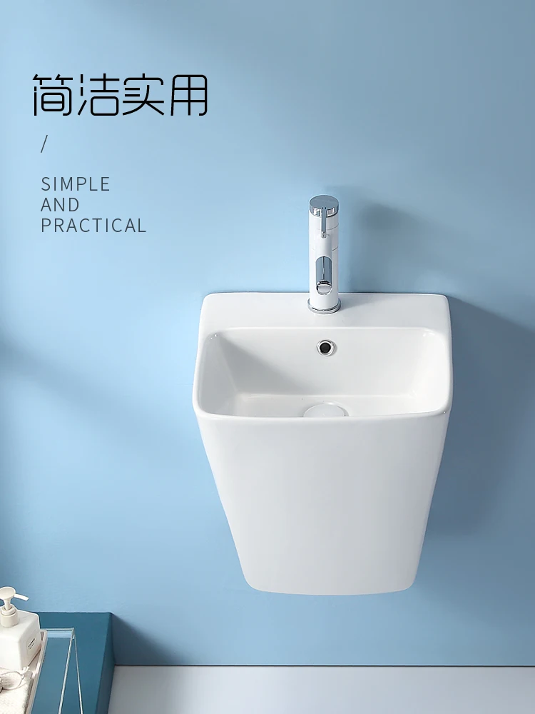 

Wall-Mounted Wash Basin Integrated Wall-Mounted Washbasin Small Apartment Simple Balcony Ceramic Hanging Wash Basin on the Wall