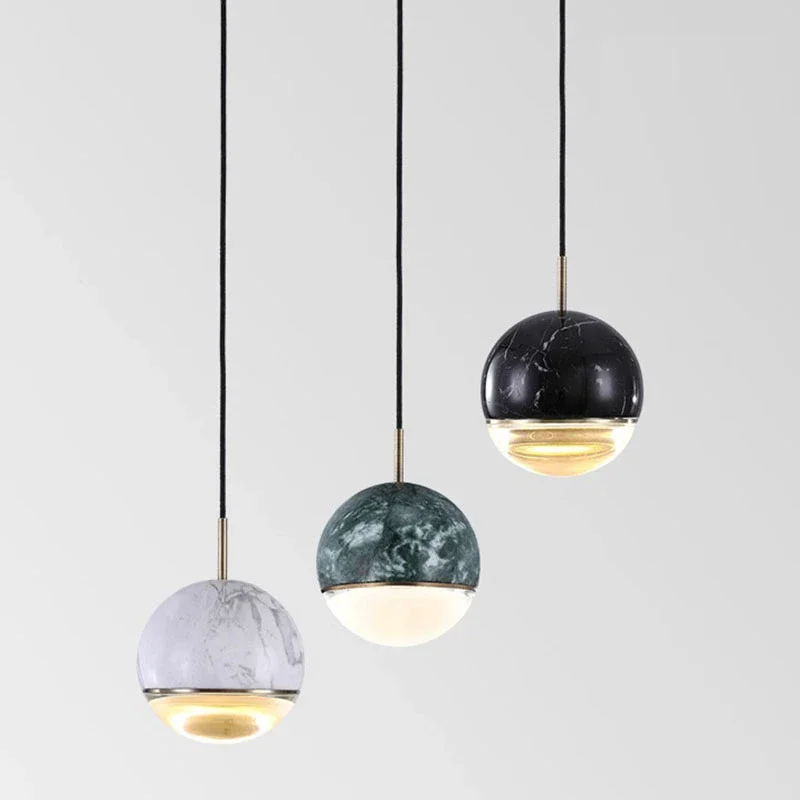 Modern Minimalist Round Marble Pendant Lighting Dining Room Living Room Decoration Bedroom Study Led Small Chandelier