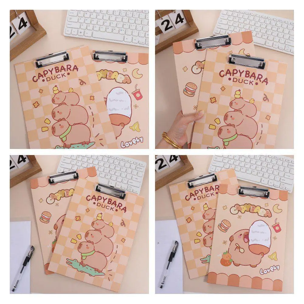 ความงาม A4 คลิปบอร์ดโฟลเดอร์ดูดีแฟ้มเก็บ Capybara แฟ้มโฟลเดอร์เอกสารผู้ถือกระดาษการเขียนคลิปบอร์ด