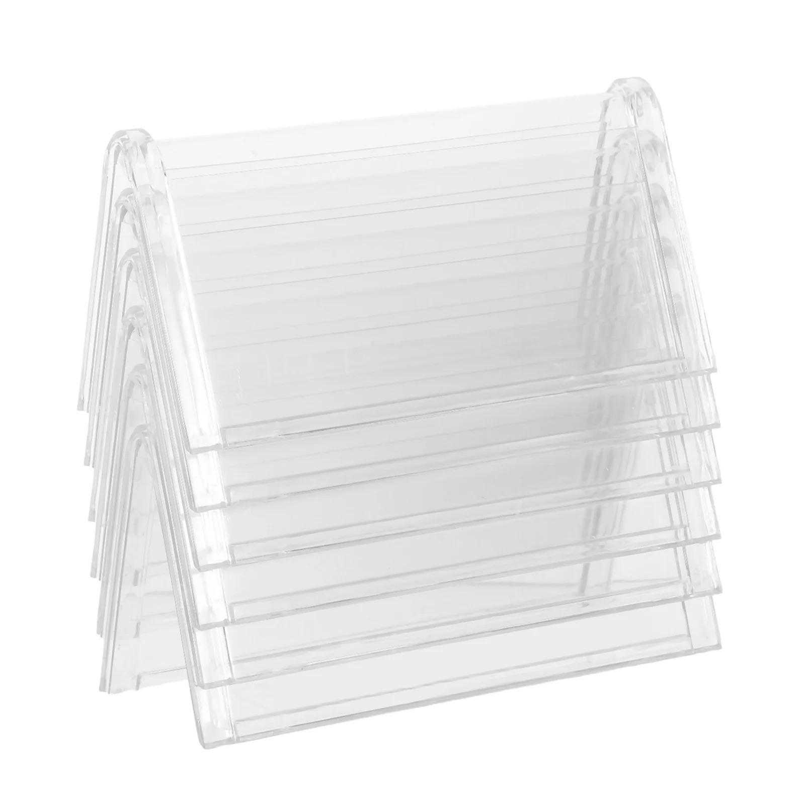 

6pcs Clear Plastic Tent Holders 62X123Mm Dual Sided Desk Name Plate Display Stand For Office Conference School Table Meeting